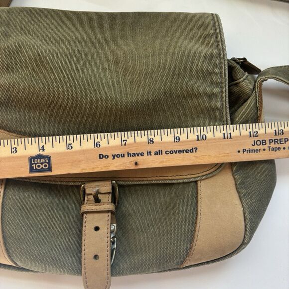 LL BEAN Vintage Unisex Canvas Messenger Flap Field Bag Leather Trim Crossbody - Picture 15 of 16